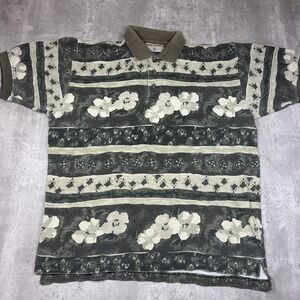 Vintage High Sierra Polo Shirt Mens Medium Short Sleeve Floral Y2K Golf Prep